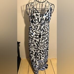 size large womens pretty dress maxi party   pretty black white leopard  long
